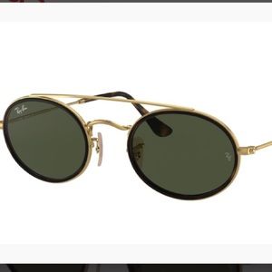 Ray-Ban RB3847N Oval Sunglasses color green and gold